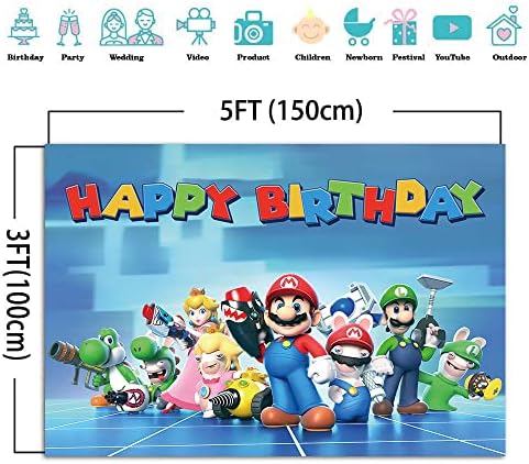 Super Mario Cartoon Background 5x3ft Adventure Video Game Photography Pozadine za djecu dječake dekoracija