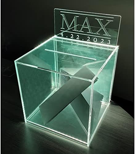 Ondisplay LED svjetlo 10 Luxe akril jasan vjenčani kaiš kutija za novac sa poklopcem i uklonjivim znakom