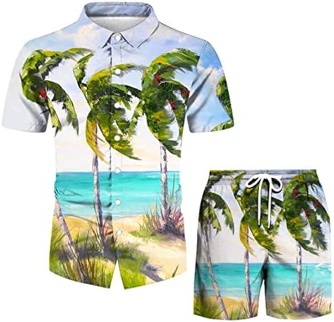 Xxbr muške havajske majice Ležerne tipke s kratkim rukavima s kratkim rukavima Summer Beach Tropical Hawaii