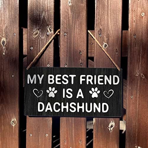 Jahshund mama potpisuje poklon seoska kuća Moj najbolji prijatelj je drveni viseći znakov za jazavčar, viseći znak rustikalnog zida ukras 12 x 6 inča