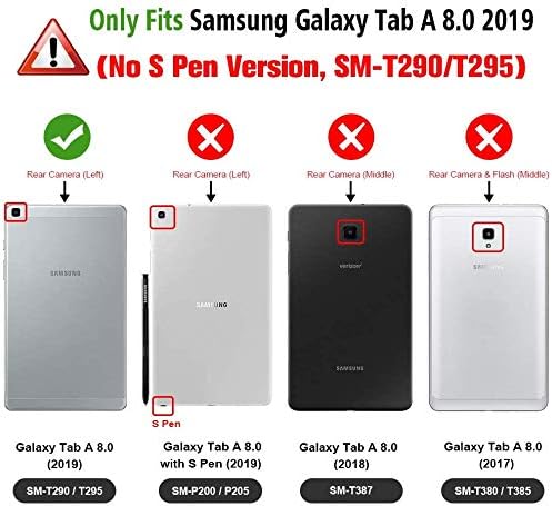 Galaxy Tab A 8.0 2019 Case T290 T295, Ugokaza PU kožnica Višestruki uglovi za gledanje Folio štand zaštitnog