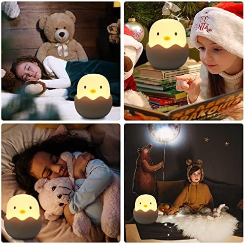 Yesinaly Eggshell Chicken Emotion Creative Night Light Baby Feeding Night, slatka riba lampe za spavaće sobe dodirni senzor USB Smart Home životinja noćno svjetlo