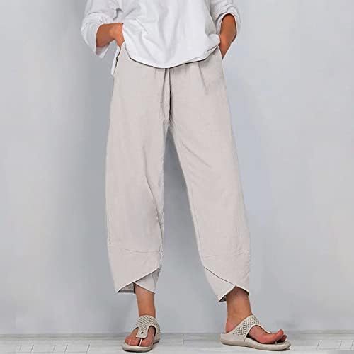 Ženske poslovne Casual pantalone sa džepovima labave dugačke ravne pantalone pamučni materijal lako se stavlja