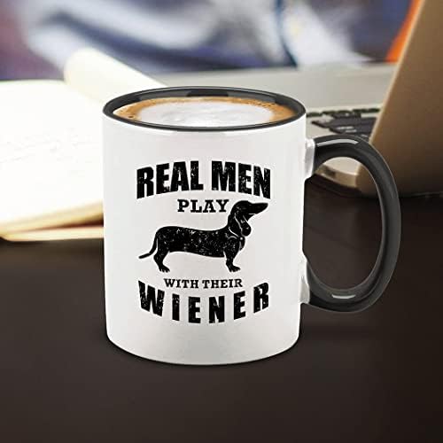 shop4ever® pravi muškarci igrati sa tamo Wiener keramička šolja za kafu Funny jazavčar Weiner pas tata poklon