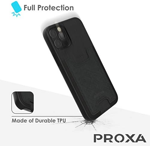 Proxa Slim Card CASE dizajniran za iPhone 12 / iPhone 12 Pro - novčanik s nosačem kartica sa utora (zaštitna / ogrebotina] -Okratiti sa Apple iPhone 12/12 Pro 6,1 inčni-klasični crni