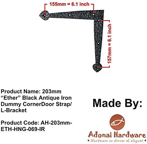 Adonai hardver Eter antikni željezni otvor za kutne vrata / L-nosač - isporučen kao 2 komada po paketu