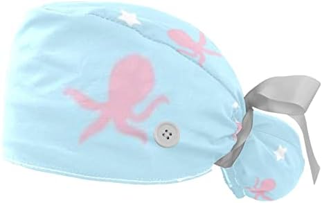 2 paketa hobotnica zvijezde sestra piling kapice Žene duge kose, podesiva kravata na stražnjoj šeširu, jedna veličina Radna pokrivača glave