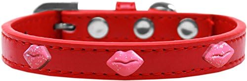 Mirage proizvodi za kućne ljubimce Glitter Lips widget ovratnik za pse, veličine 10, crvena / ružičasta