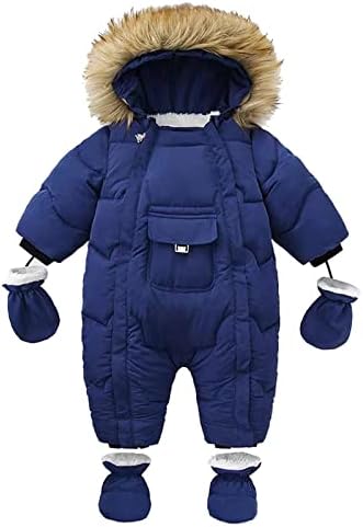 Qvkarw dečaci devojčice zima zgusnuti kaput sa kapuljačom džepni Sako Snowsuit sa rukavicama Toddler windproof