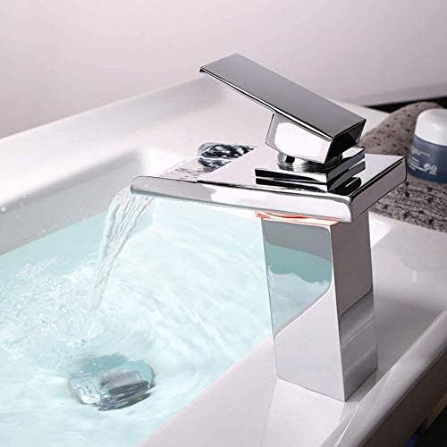 LXDZXY slavine, LED 3 boje vodopad vodopad umivaonik za pranje podvrgavanjem mesinga hrom hroma kupaonica