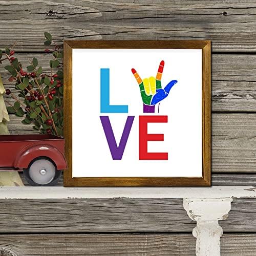 LGBT Pride Wood Framed znakovi Love Rainbow Plam zidni dekor Potpiši klasični lezbijski i gay zidni umjetnička