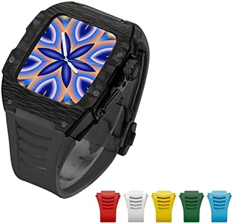 CGKE LUXURY dijamantski slučaj + 6pcs opseg za Apple Watch 7 45mm Advanced Carbon Fiber Case za iWatch seriju
