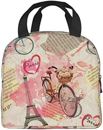 Majčin dan Pariz Ajfelov toranj izolovane torbe za ručak novine kutija za ručak torbe za bicikle sa cvećem