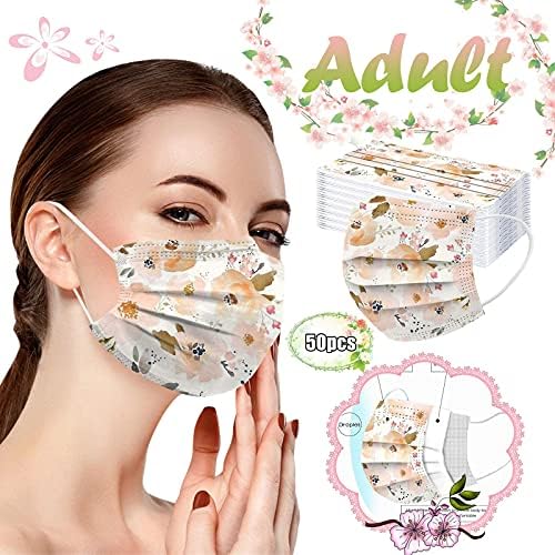 JMETRIE 50pc jednokratna maska za lice za odrasle, vanjska zaštita cvijeće maska za štampanje maska za lice