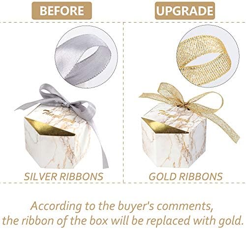 AerWo 50kom mramorne svadbene zabave Favor kutije, zlatne svadbene bombone torbe šesterokutne čokoladne