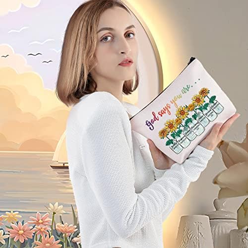 Levlo suncokret biljna kozmetička make up torbe Poklon za lude biljnu damu suncokret Bog kaže da čineš torba