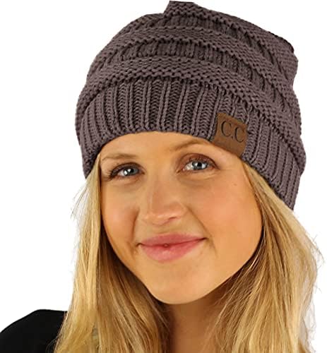 CC Classic Winter Fally Trendy Chunky Stretchy Cable Knit Beanie Hat