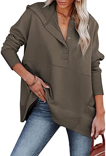 Paodikuai Žene Ležerne tipke Dupe, prevelirani V izrez dugih rukava pulover dukserice s kapuljačom sa džepovima
