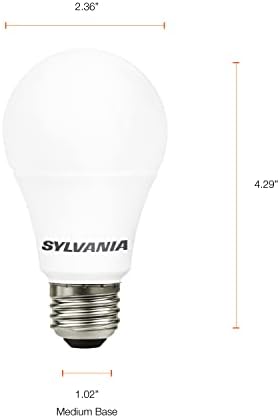 Sylvania LED A19 sijalica, 60W ekvivalentna efikasna 8.5 W Srednja baza, 2700k meka bijela, 4 pakovanja