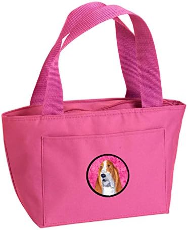 Caroline's Treasures SS4804-PK-8808 Pink Basset Hound torba za ručak, izolovana kutija za ručak za višekratnu upotrebu za kancelarijski posao Školska plaža,