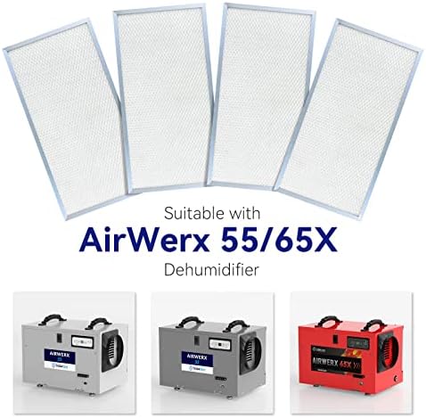 BASEAIRE 4 paket MERV-8 Set za zamjenu filtera za puzeći prostor/podrumski odvlaživači zraka Airwerx55, Airwerx65X