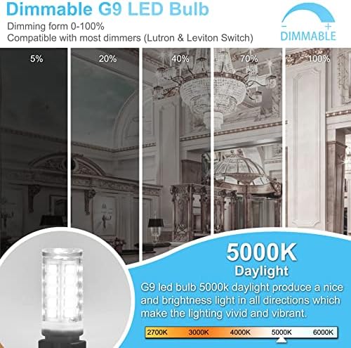 winshine G9 Led sijalica sa mogućnošću zatamnjivanja 5000k dnevne svjetlosti, T4 luster sijalice sa G9 Bi-Pin bazom, 4W Led Sijalice, zamjena halogena od 40 W, 120v 400 lumena keramičke Bi-Pin osnovne LED sijalice, 5 pakovanje