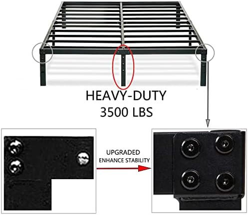 QUALEONA Full Bed Frame, 14 inča platforma Bed Frame, 3500lbs teške čelične letvice Anti-Slip podrška, nije