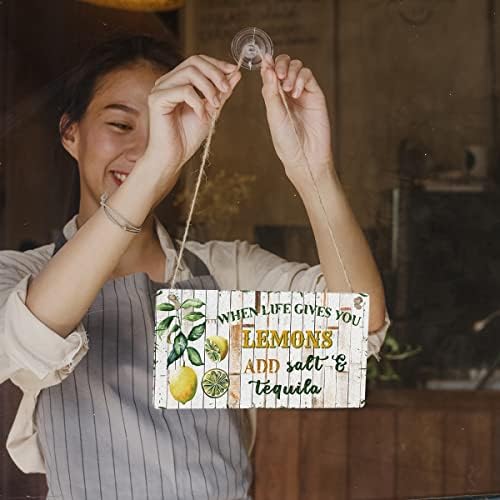 Kuhinjski limunski znak Poklon seoska kuća pruža vam limuns Dodaj sol i tequila Drveni viseći znak ploče retro zida umjetnička dekoracija kućni ukras 12 x 6 inča