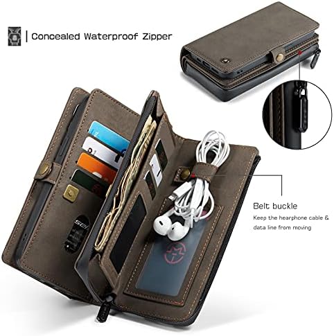 Kowauri torbica za novčanik za iPhone 13 Pro, torbica sa patentnim zatvaračem Folio držač za zaštitu magnetnih kožnih novčanika odvojiva tanka magnetna futrola za stražnji poklopac za iPhone 13 Pro 6,1 inča 2021