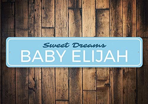 Slatki snovi Znak za bebe, Custom Dekor novorođenčadi, Baby Welcome Home Sign, rasadnik Aluminijumski dekor - 4 x 18