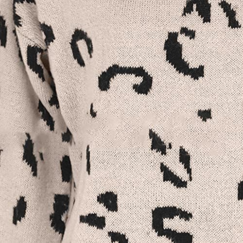Ymosrh Ženski prevelizirani džemperi labavi pleteni zvjezdani oblik tiska dugi rukavi s džemerom V-izrezom