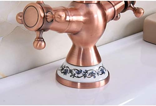 Starinski crveni bakreni mesingani dvostruko križne ručke kupaonice Kuhinja umivaonik Slavina miksera Swivel