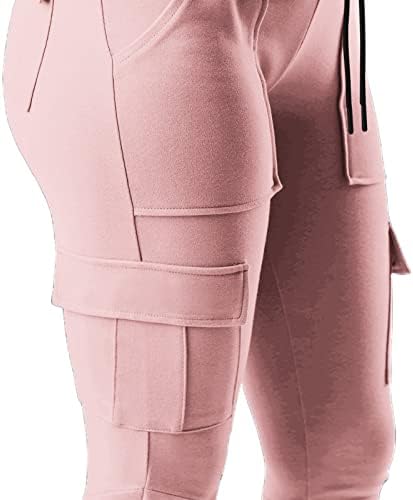 RBCulf Ženske hlače plus veličina Visoki struk Slim Dukset Elastični struk String Side Pocket Yoga Tajice
