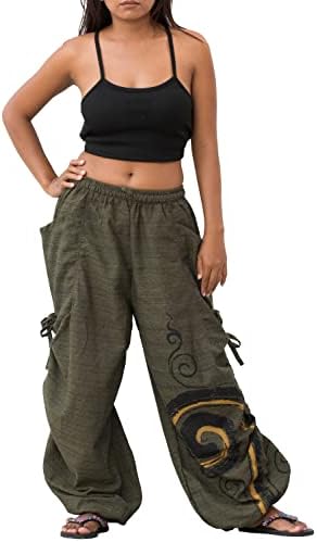 Thaluta ženske haremske pamučne hlače labave moge s spiralnim gaćicama sa džepovima