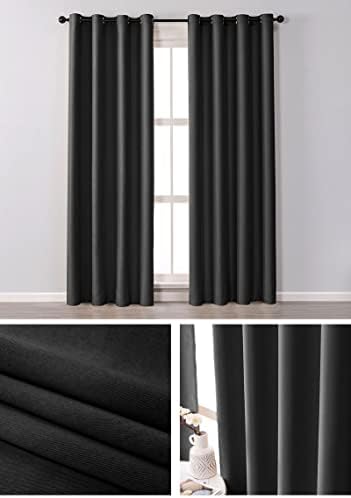 Daesar 2 ploče Moderne zavjese spavaće sobe, zavjese za zavjese Poliester Black Solid Collect Prozor zastoj