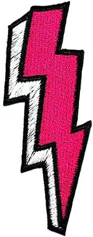 Rareeasy Patch set 2 kom. Ružičasta rasvjeta Flash Thunderbolt Cartoon izvezeni šivanje na patch torba za