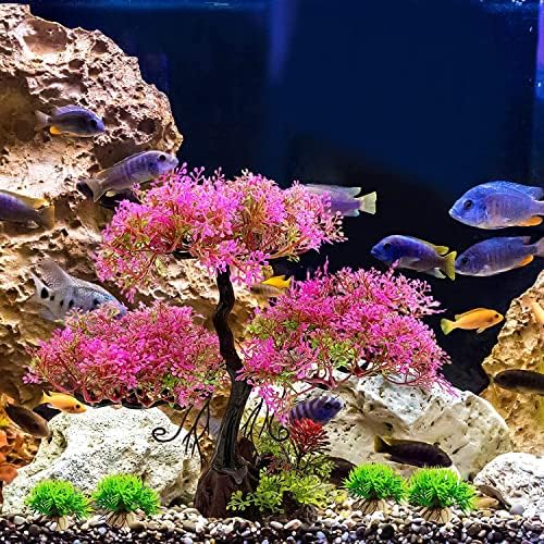 Rose red 2pack Aquarium Tree Plants, Fish Tank dekoracije, Aquatic Fish Tank dekoracije, Plastic Plants,