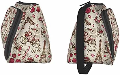 Nicokee Eiffelov toranj kozmetička torba za žene, bicikl Vintage Paris Doodle Heart Franch mala torba za