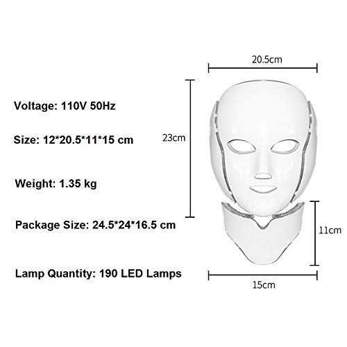 7 boja LED oprema za podmlađivanje kože lica, LED maska za lice sa poklopcem za vrat, LED svjetlo za kožu