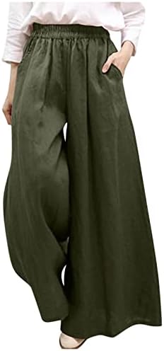 HDZWW čvrst sa džepovima Slacks Ladies Pop High Struk ravne pantalone za noge Lumpers Lums Long vanjskim