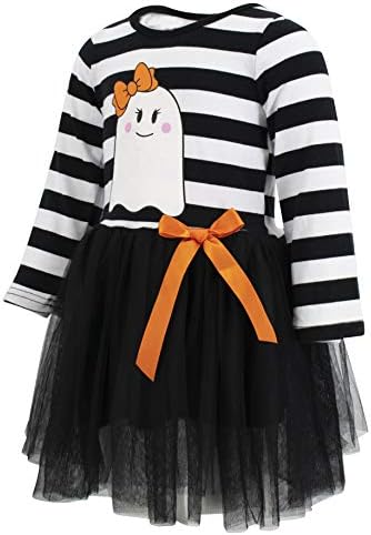 Jedinstvene djevojke za bebe Halloween Ghost dugih rukava Tutu suknja haljina