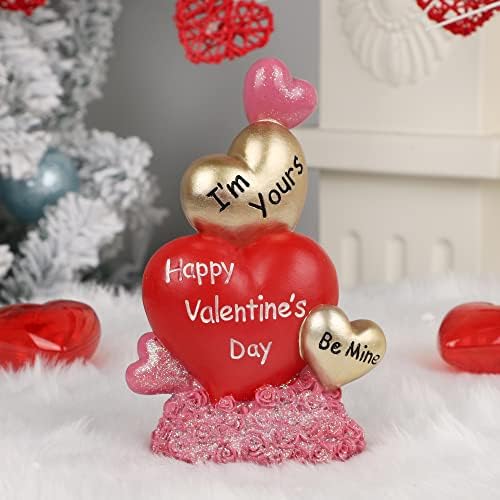 Dr.Dudu Valentinovo ukrašene stola, rezin crvena srčana stolna figurice, romantični sretan dekor za valentin
