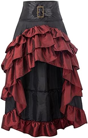 Ženske gothec Punk suknje Vintage High-niskoumbul Midi suknja Renesansa nepravilna cupcake suknja za suknju