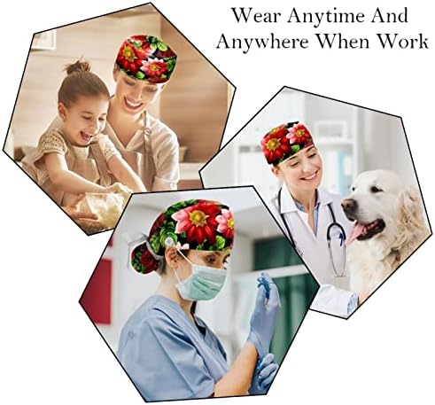 Šareni kaleidoskop Radna kapa sa gumbom i duksevima, 2 paketa Hirurška hirurška hirurška hirurgija HATS