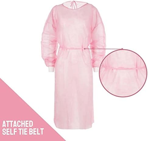Plebles univerzalna veličina ružičaste izolacijske haljine za jednokratnu upotrebu - haljina bez lateksa