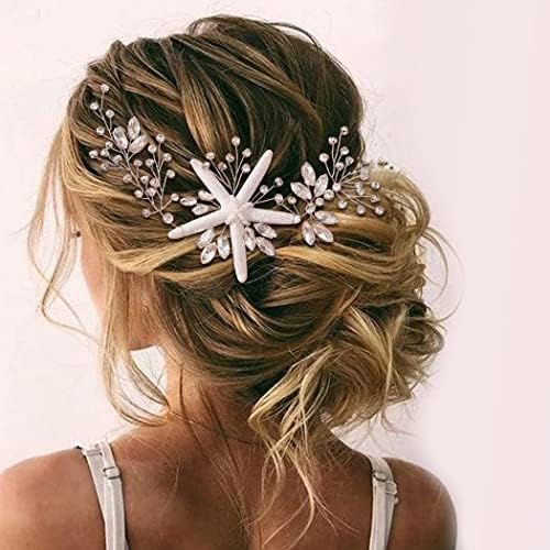 Unicra Starfish Wedding Hair Vine Silver Rhinestone Bridal Headpiece Crystal Hair Accessories For Women