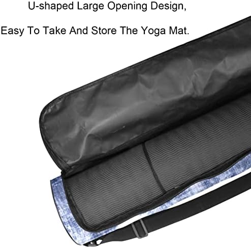 Laiyuhua Yoga Mat torba, dvostruki patentni zatvarači Yoga teretana torba za žene i muškarce - glatki patentni zatvarači, veliki otvor u obliku slova U i podesivi kaiš, odgovara većini prostirki akvarelna plavo bijela tkanina