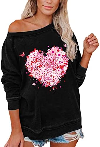 Duks Jjhaevdy Valentinovo za žene sretne majice za Valentinovo Grafički pulover s dugim rukavima