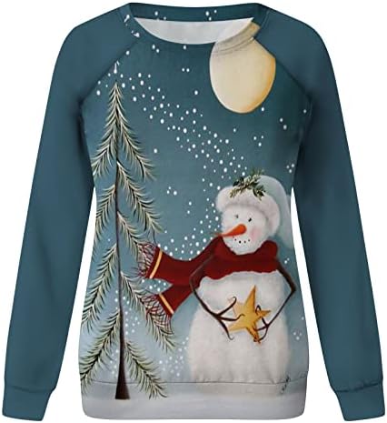 Xiaojmake ženski snjegović božićne duksere smiješni jeleer gnomes crewneck xmas odmor dugih rukava pulover