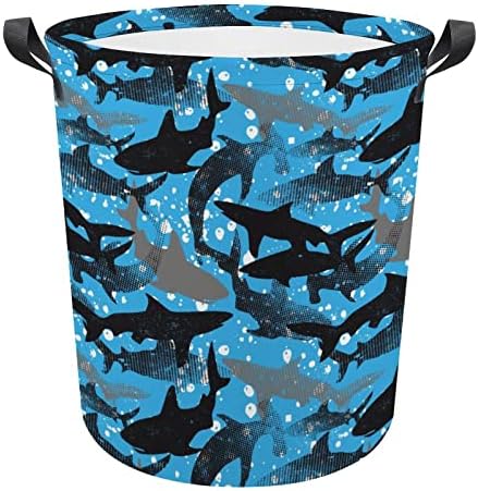 Apstraktne korpe za pranje veša Sharks sa ručkama vodootporni sklopivi okrugli Organizator korpe za odlaganje